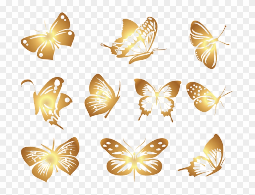 Butterfly Euclidean Vector Clip Art - Gold Butterflies Vector In Png