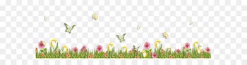 Butterfly Flower Clip art - Grass with Butterflies and Flowers PNG Clipart 