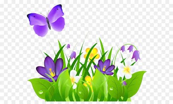 Butterfly Flower Clip art - Purple Flowers Grass and Butterfly PNG Clipart Picture 