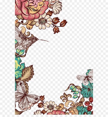 Butterfly Flower - Hand-painted bird butterfly flower border 
