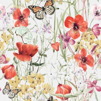 Butterfly & flower pattern, botanical | Free Photo Illustration - rawpixel