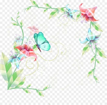 Butterfly Funky Birds Flower Clip art - Green leaves of flowers Butterfly decorative borders 