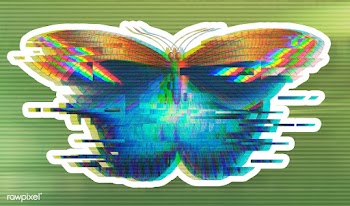 Butterfly glitch style sticker overlay with a white border | Free  illustration - 2346973