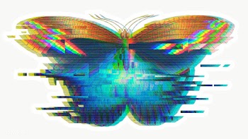 Butterfly glitch style sticker overlay with a white border | Free  transparent png - 2346972