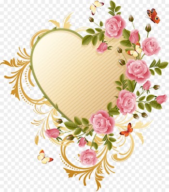 Butterfly Heart Rose Flower - pink flower border 