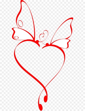 Butterfly Heart Tattoo - Line Butterfly Heart 