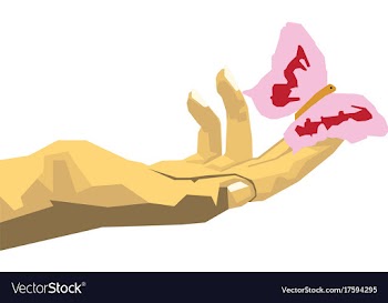 Butterfly in hand vector image