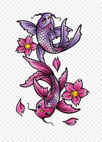 Butterfly Koi Tattoo Black-and-gray Fish - Vector Pisces 