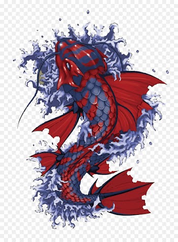 Butterfly Koi Tattoo Fish Drawing - Vector hand painted fish 