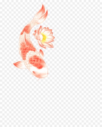 Butterfly Koi Tattoo Nelumbo nucifera Symbol - Hand-painted lotus Koi 