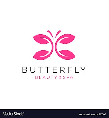 Butterfly logo with leaf icon vector image