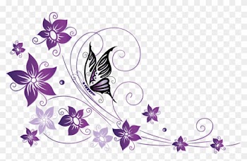 Butterfly Net Violet Tendril Flower - Transparent Purple Butterfly Border