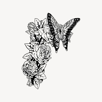 Butterfly on flower clipart, drawing | Free Vector Illustration - rawpixel