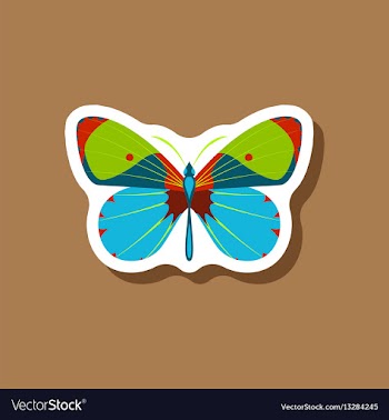 Butterfly paper sticker on stylish background vector image