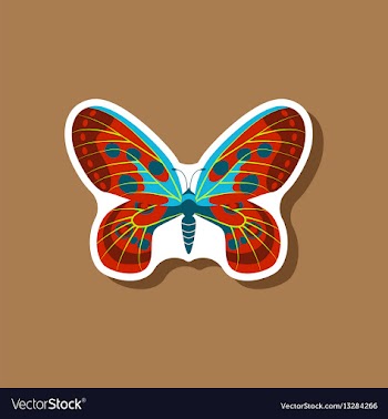 Butterfly paper sticker on stylish background vector image