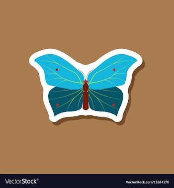 Butterfly paper sticker on stylish background vector image