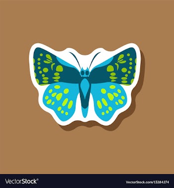 Butterfly paper sticker on stylish background vector image