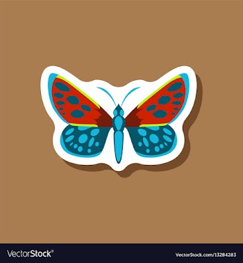 Butterfly paper sticker on stylish background vector image