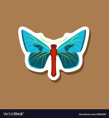 Butterfly paper sticker on stylish background vector image