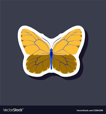 Butterfly paper sticker on stylish background vector image