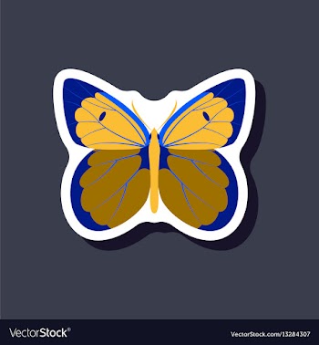 Butterfly paper sticker on stylish background vector image