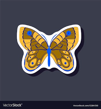 Butterfly paper sticker on stylish background vector image