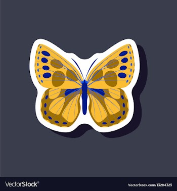 Butterfly paper sticker on stylish background vector image