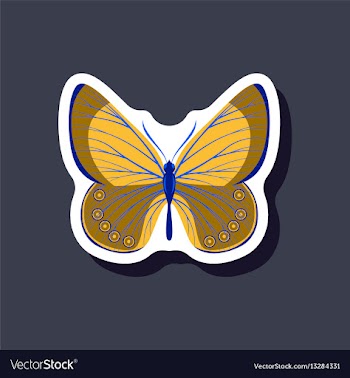 Butterfly paper sticker on stylish background vector image