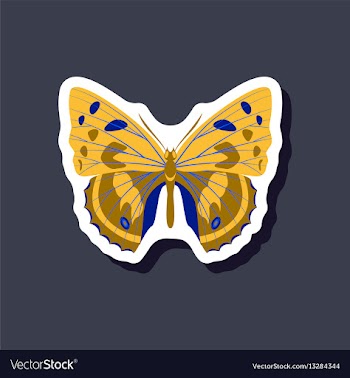 Butterfly paper sticker on stylish background vector image