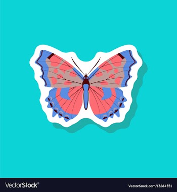 Butterfly paper sticker on stylish background vector image