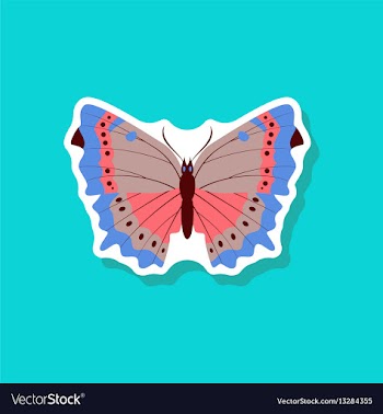 Butterfly paper sticker on stylish background vector image