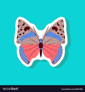 Butterfly paper sticker on stylish background vector image