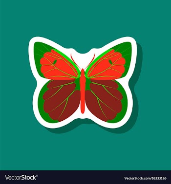 Butterfly paper sticker on stylish background vector image