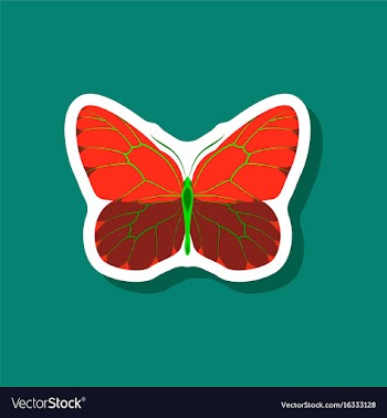 Butterfly paper sticker on stylish background vector image