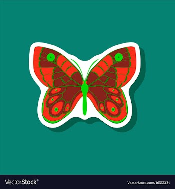 Butterfly paper sticker on stylish background vector image