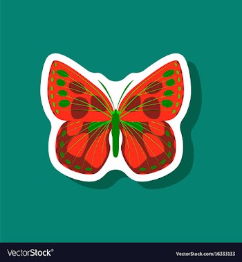 Butterfly paper sticker on stylish background vector image