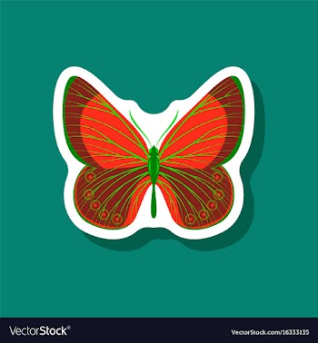 Butterfly paper sticker on stylish background vector image