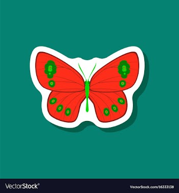 Butterfly paper sticker on stylish background vector image