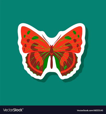 Butterfly paper sticker on stylish background vector image