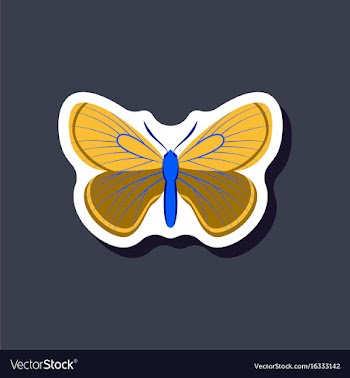 Butterfly paper sticker on stylish background vector image