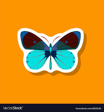 Butterfly paper sticker on stylish background vector image