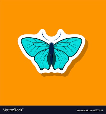Butterfly paper sticker on stylish background vector image