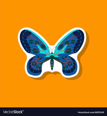 Butterfly paper sticker on stylish background vector image