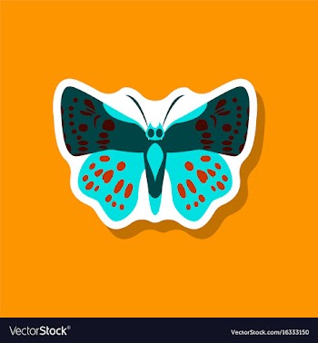 Butterfly paper sticker on stylish background vector image
