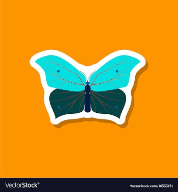 Butterfly paper sticker on stylish background vector image