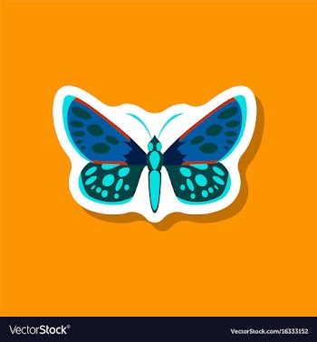 Butterfly paper sticker on stylish background vector image