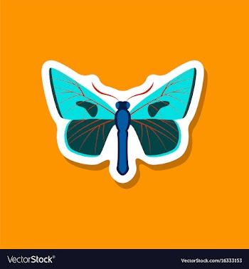 Butterfly paper sticker on stylish background vector image