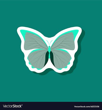 Butterfly paper sticker on stylish background vector image
