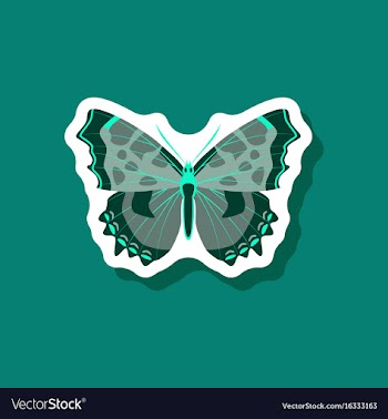 Butterfly paper sticker on stylish background vector image