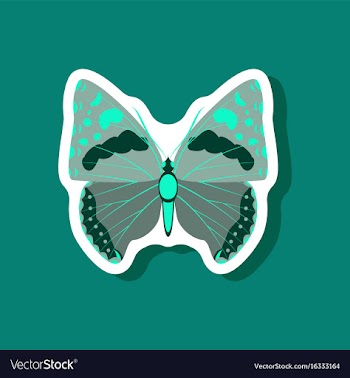 Butterfly paper sticker on stylish background vector image